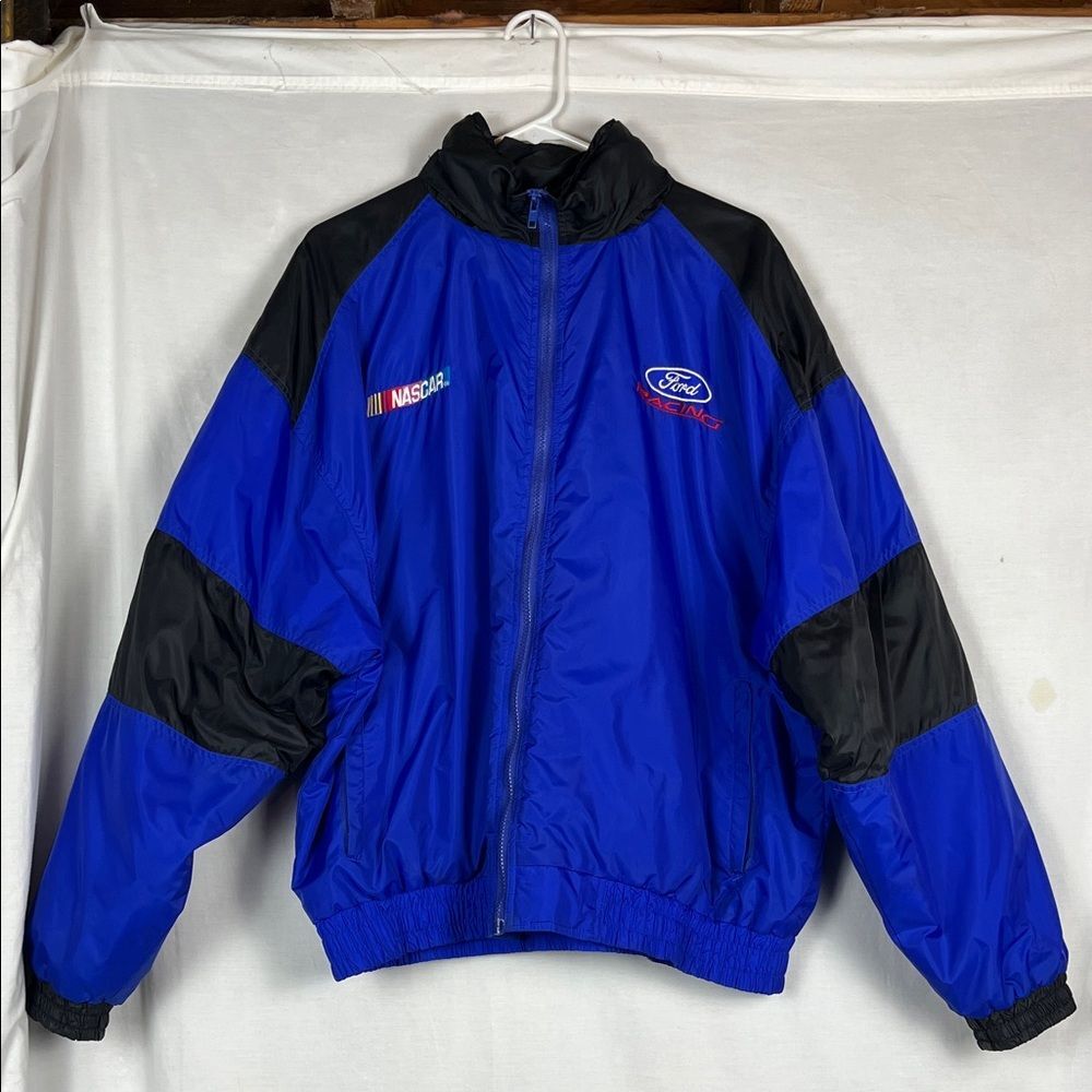 Vintage Blue Ford Racing NASCAR Windbreaker Jacket